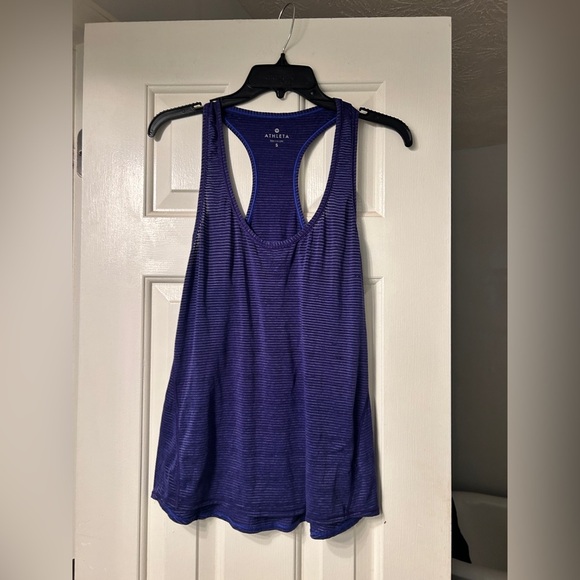 Athleta Chi Racerback Tank Shadow Stripe Blue Small - Picture 2 of 7